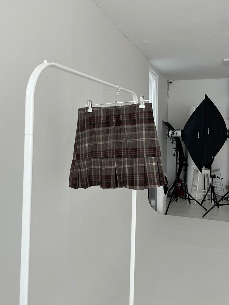 Top checkered pleats skirt (one color)