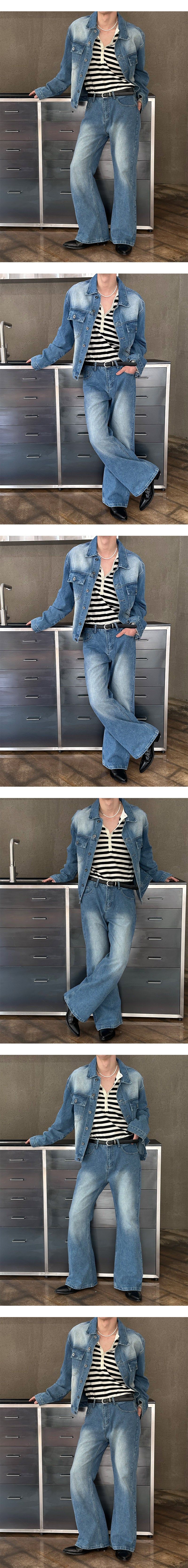 [S/S] Sand washing denim trucker jacket(3color)