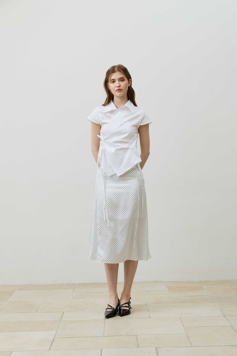 HALO WRAP CAP SLEEVE SHIRT / WHITE