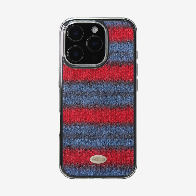 MOHAIR STRIPE HARD JELL CASE _ BLUE