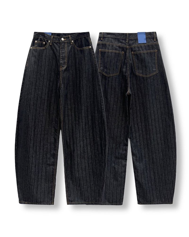 Herringbone Curved Denim Pants