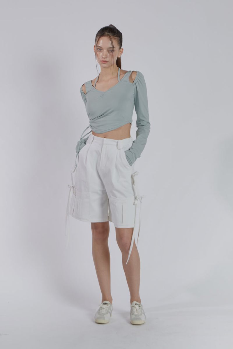 HALTER NECK SHIRRING TOP(MINT)