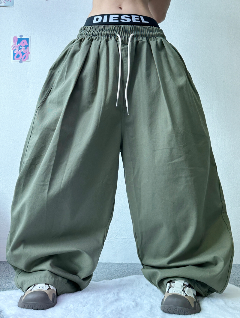 BASIC LINE BALLOON COTTON PANTS💛🤍🖤🤎💚 - 5 COLORS