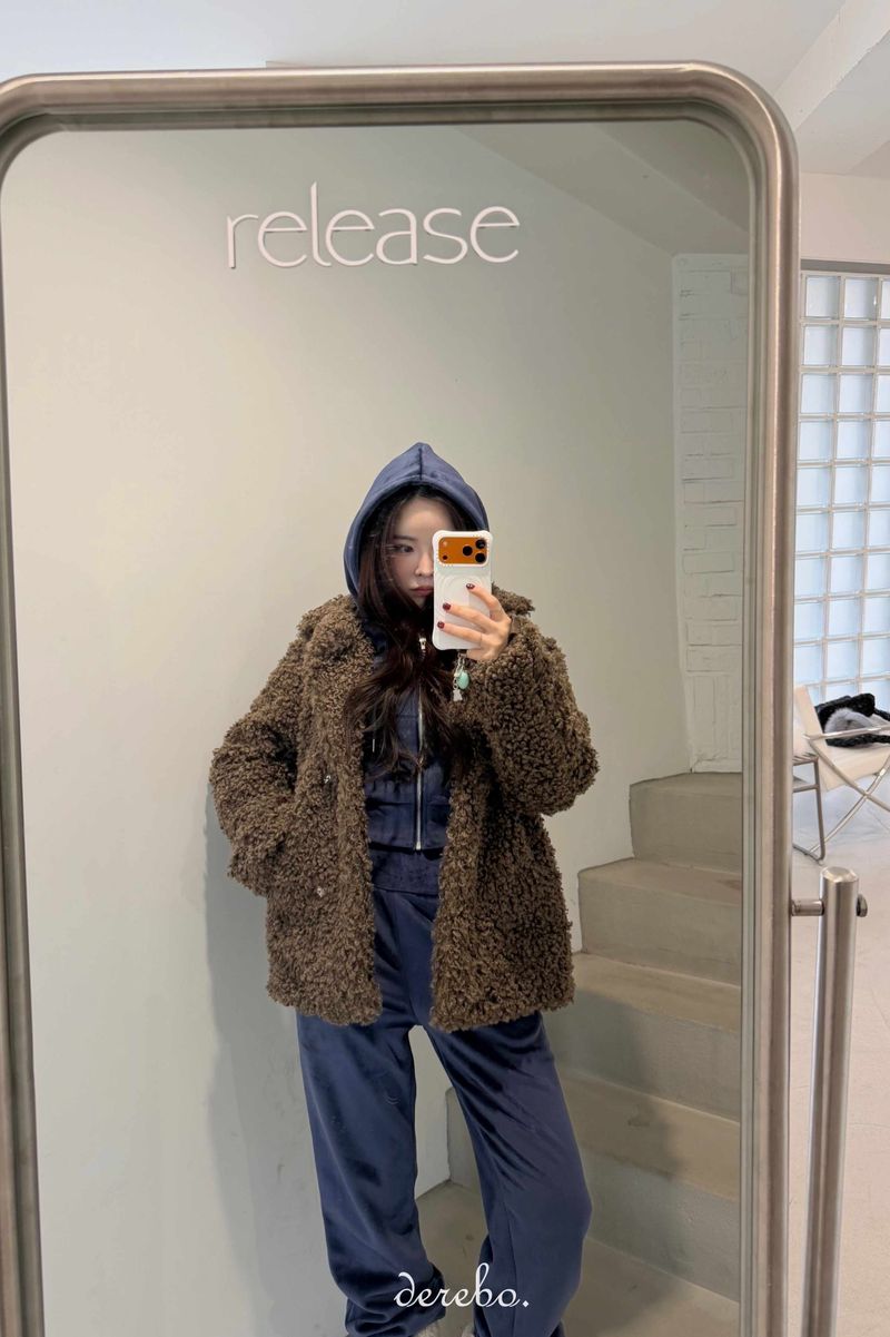 Dark Brown Poodle Fur Jacket
