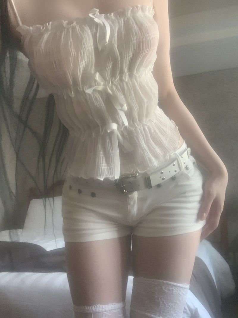 Bonir Shirring Lace Top (white)
