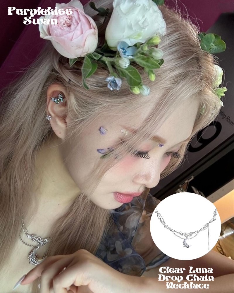  [IVE Gaeul Pick!] Clear Luna Drop Chain Necklace