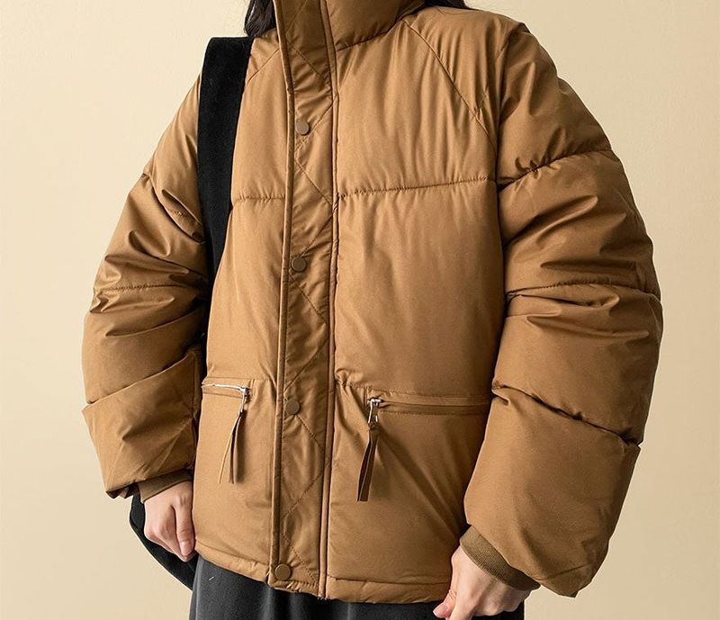  Ringf pocket zipper high neck padded jumper