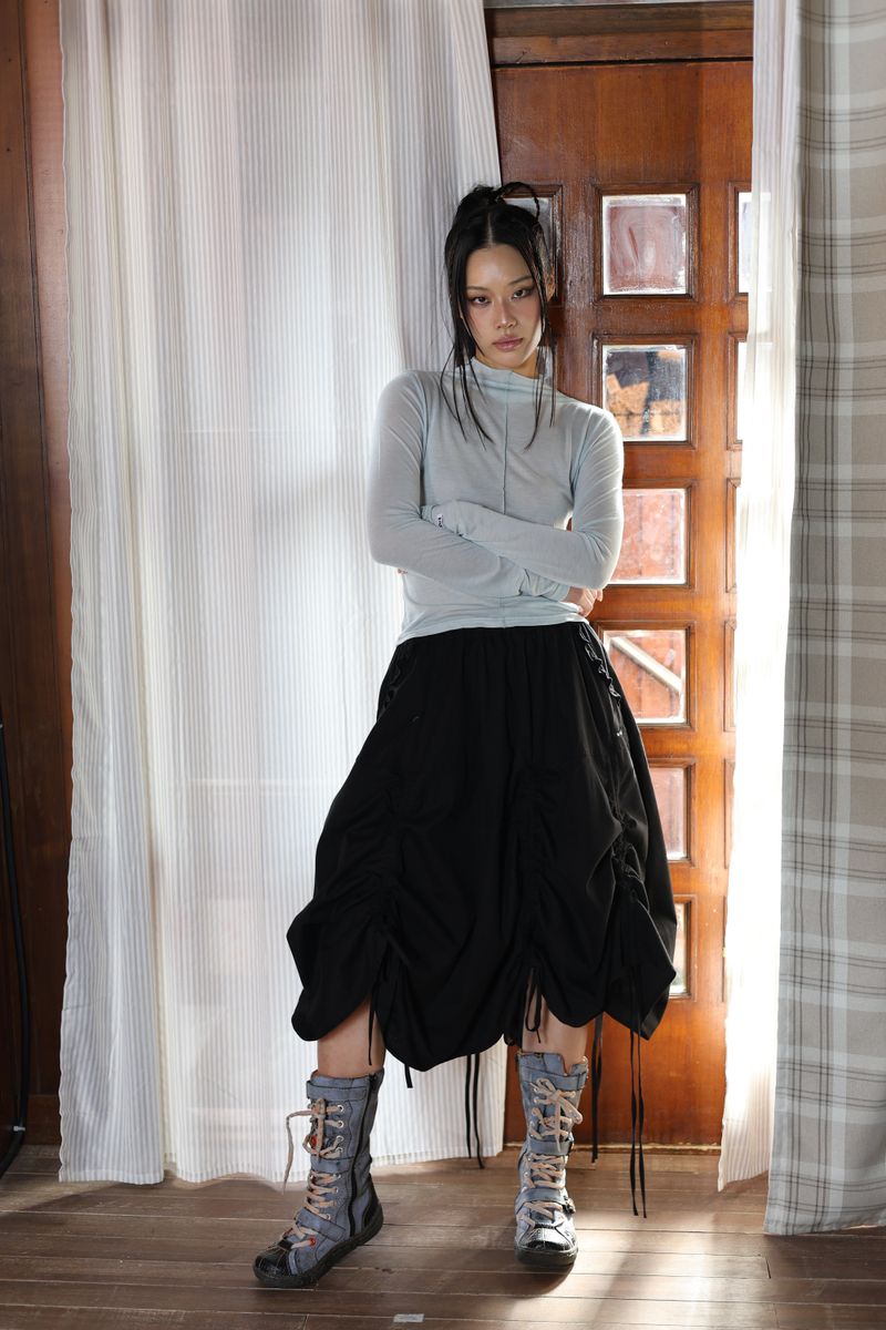  drawn ruffle skirt_black