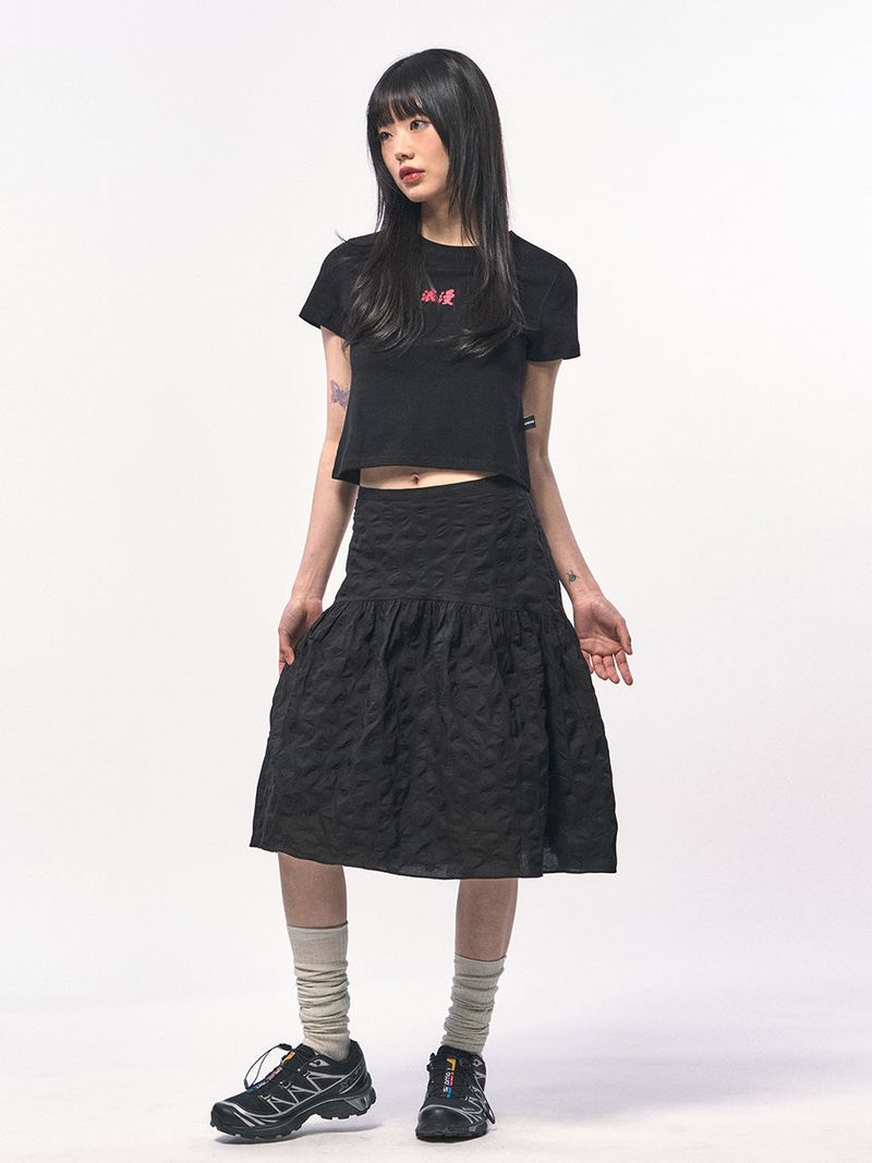 ROMANCE CROP T-SHIRT BLACK