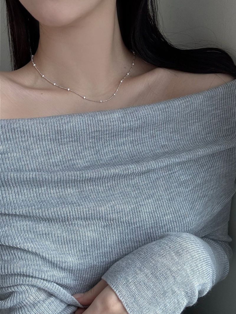 [silver 925] silver white bead necklace