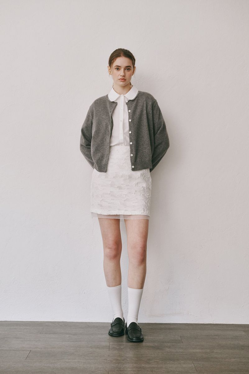Camel round cardigan (Dark grey)