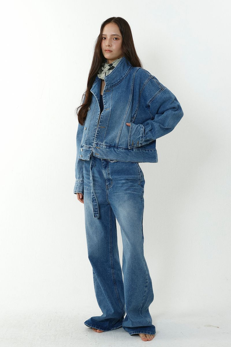 OBLIQUE DENIM JACKET_BLUE