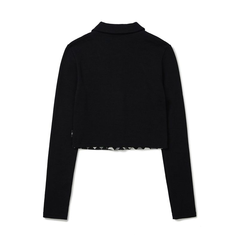 ダイアカラークロップジップアップ / Dia Collar Crop Zip-Up [BLACK]