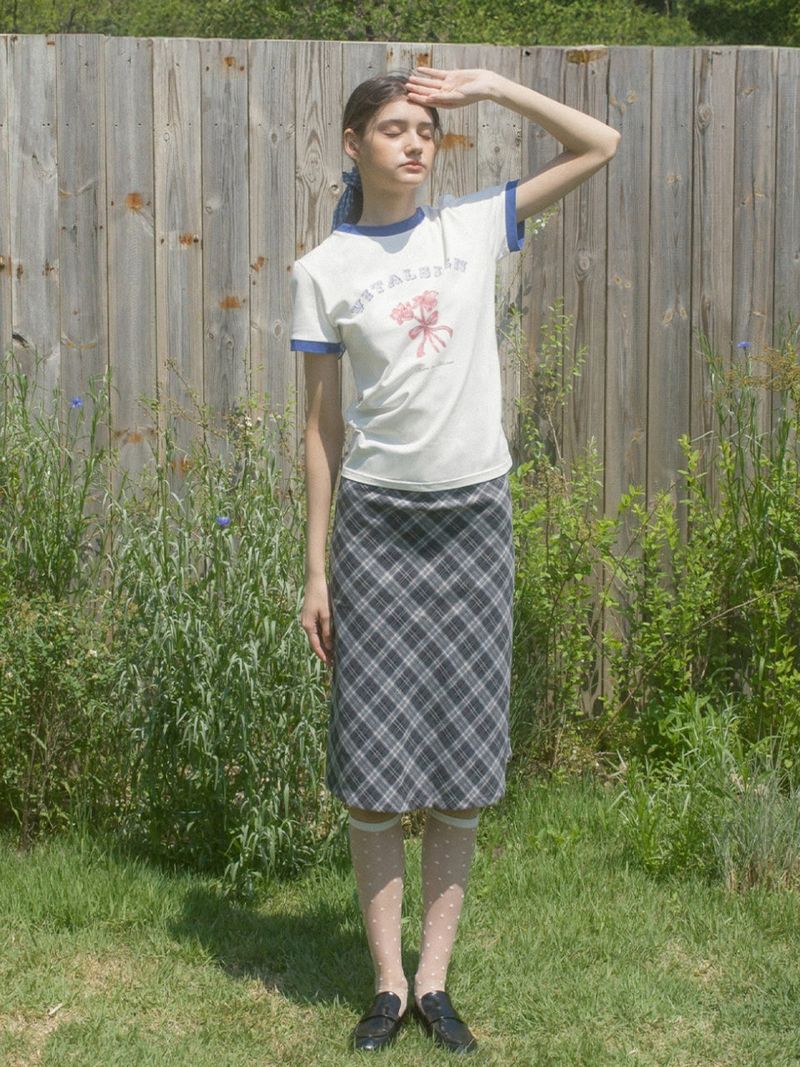 Lily Ribbon Ringer T-shirt (2C) Ivory
