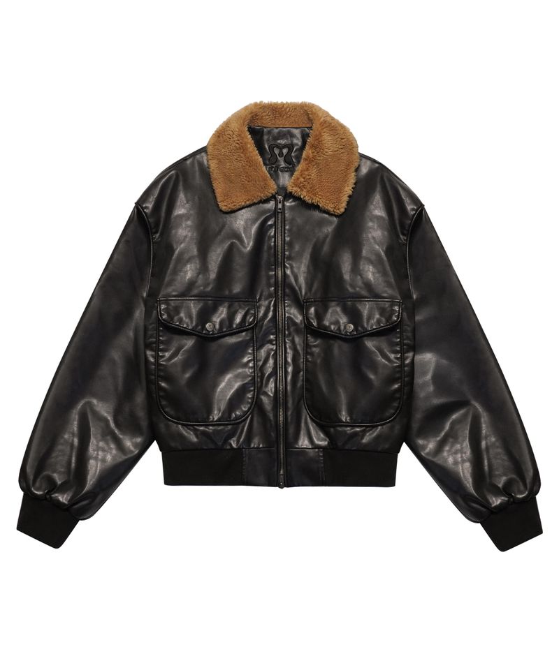 BIG POCKET FUR-COLLAR LEATHER JP BLACK
