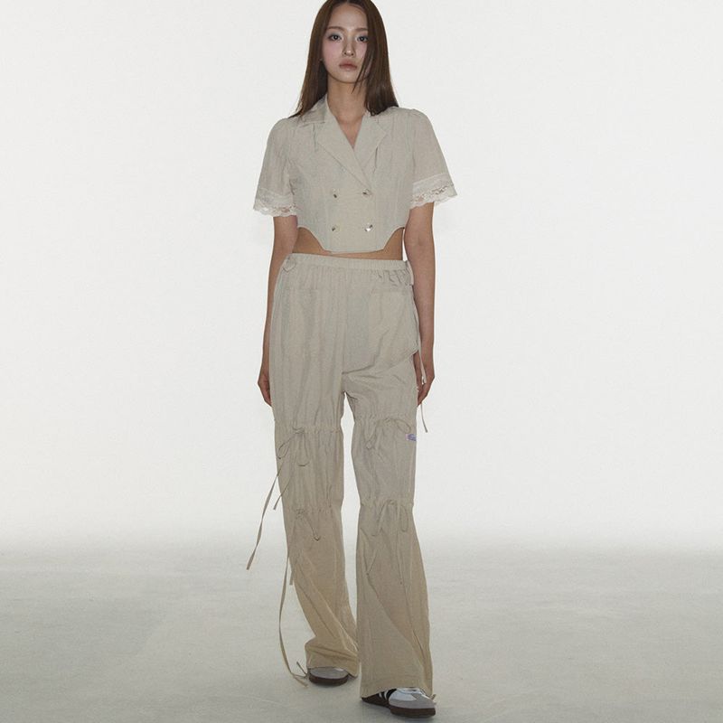 RIBBON PANTS IN BEIGE