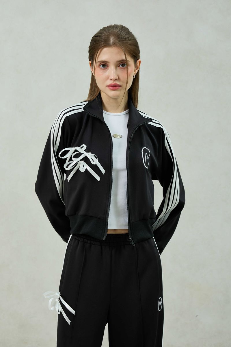 RIBBON JERSEY TRACK TOP / BLACK