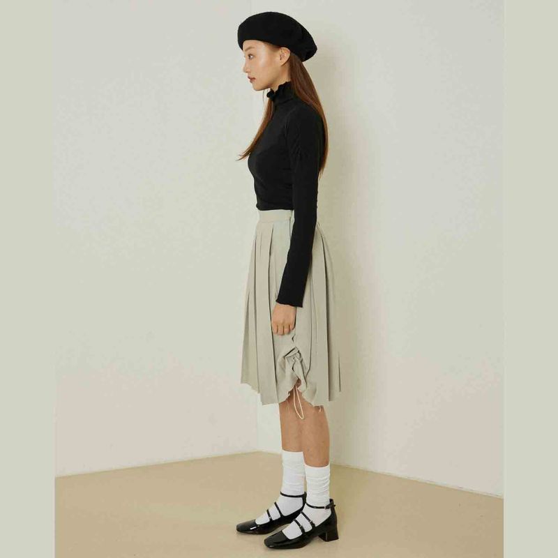 Ebony shirring turtleneck top (black)
