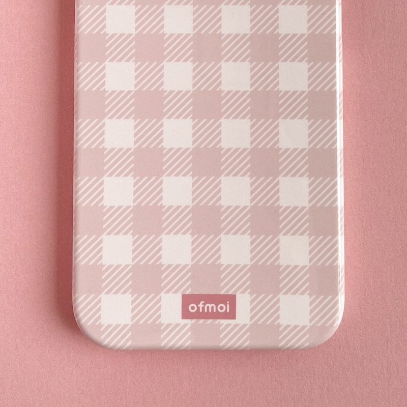 cotton candy check glossy hard phone case