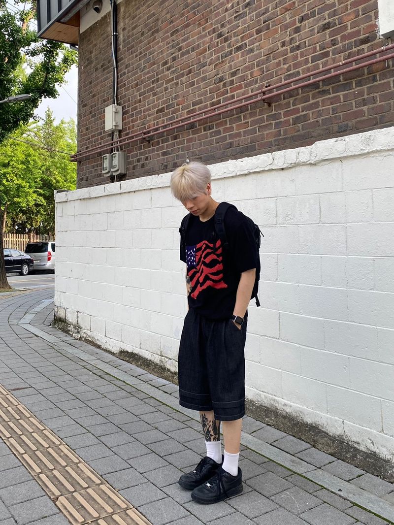 Layered Stitched Bermuda Pants