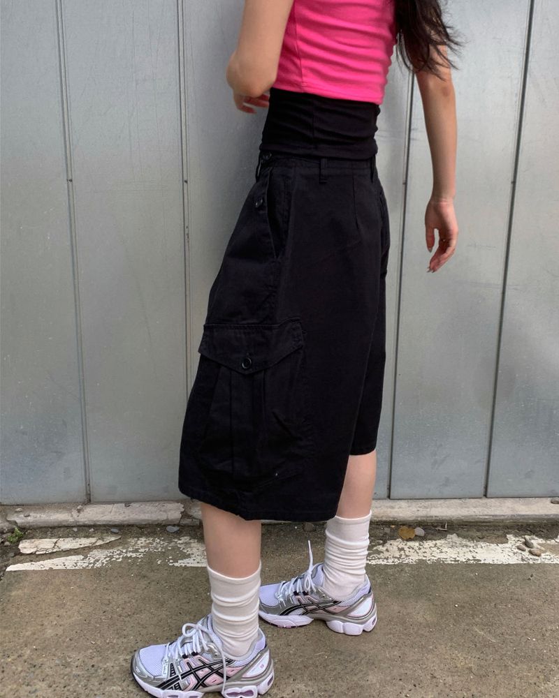 Snap big cargo bermuda pants