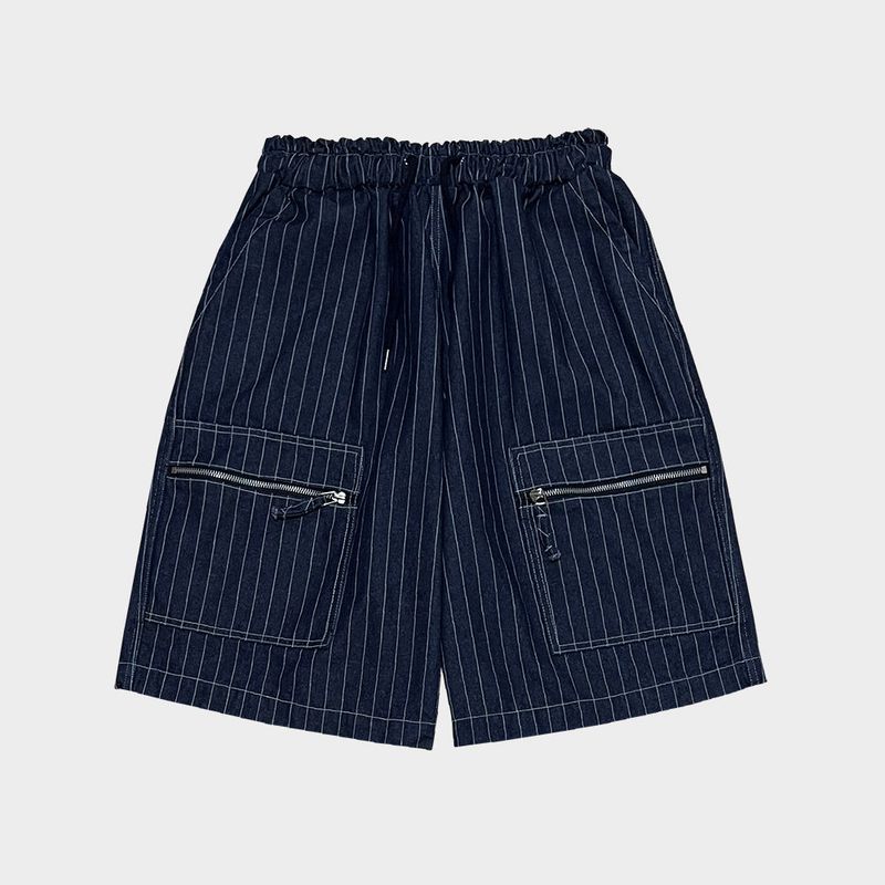 stripe denim shorts_blue