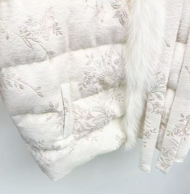 Ribbon Fur Trimming Duck Down Jacket