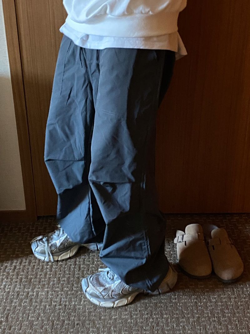 Rap string pintuck nylon pants 2C