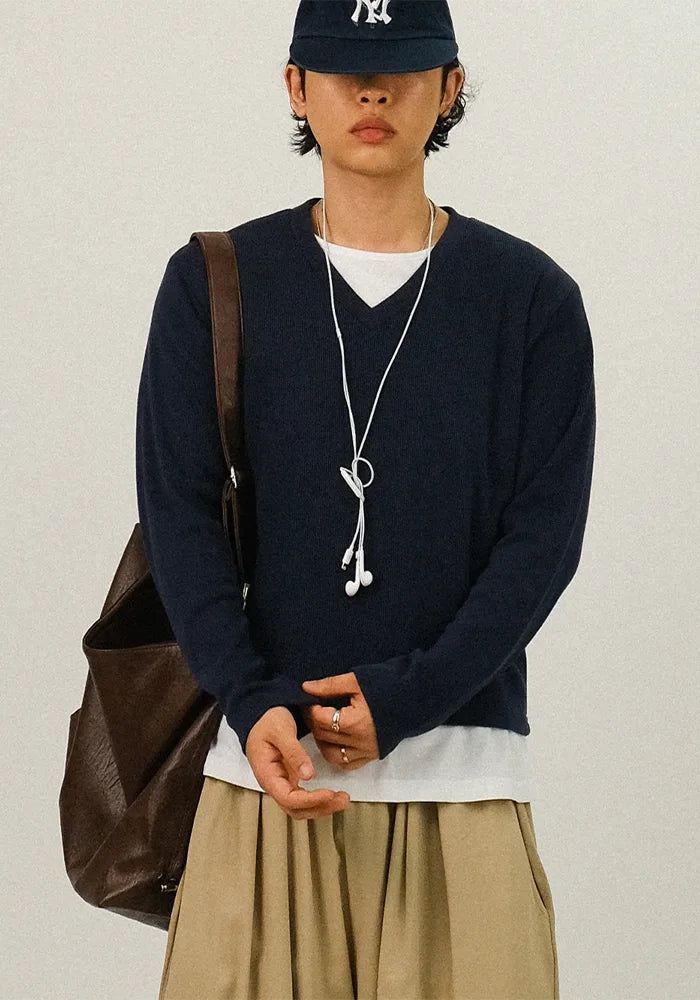 SEMIKAJI（セミカジ）の「KIベーシック レイヤリング Vネック ニット（トップス）」