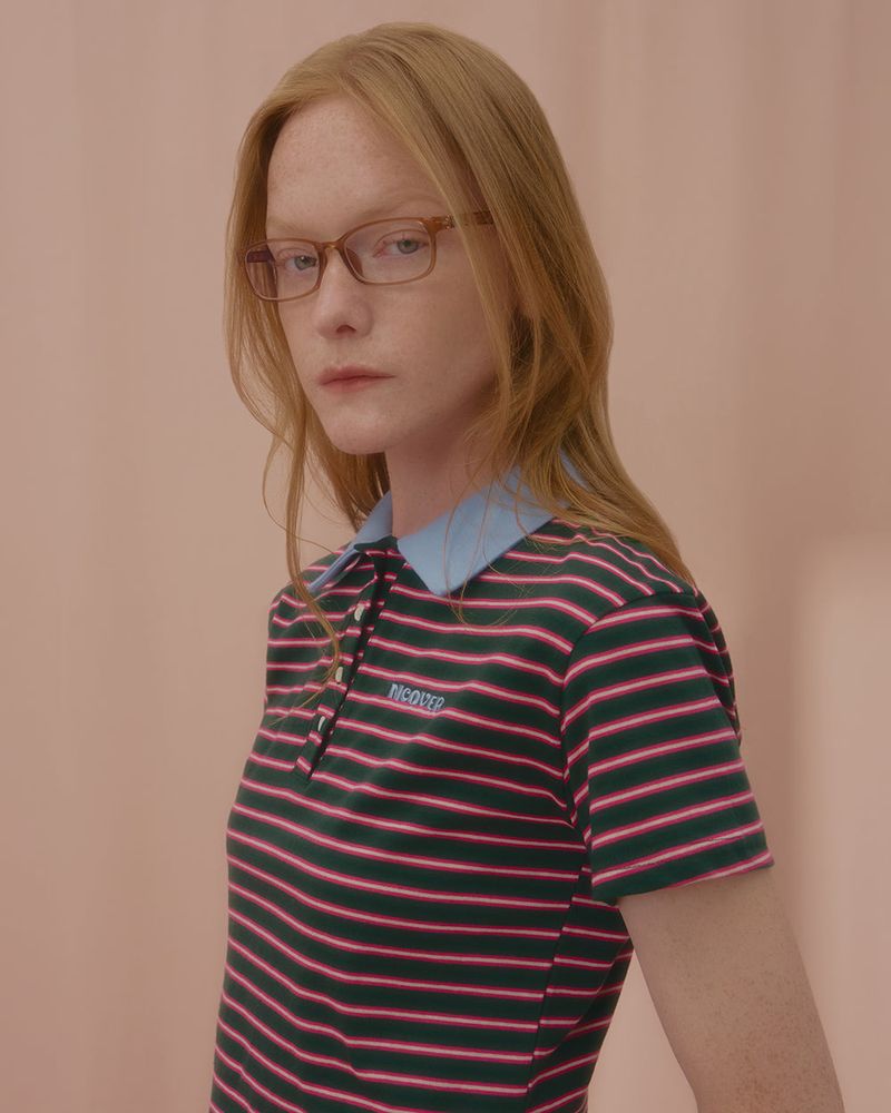 STRIPE LOGO COLLAR TSHIRT