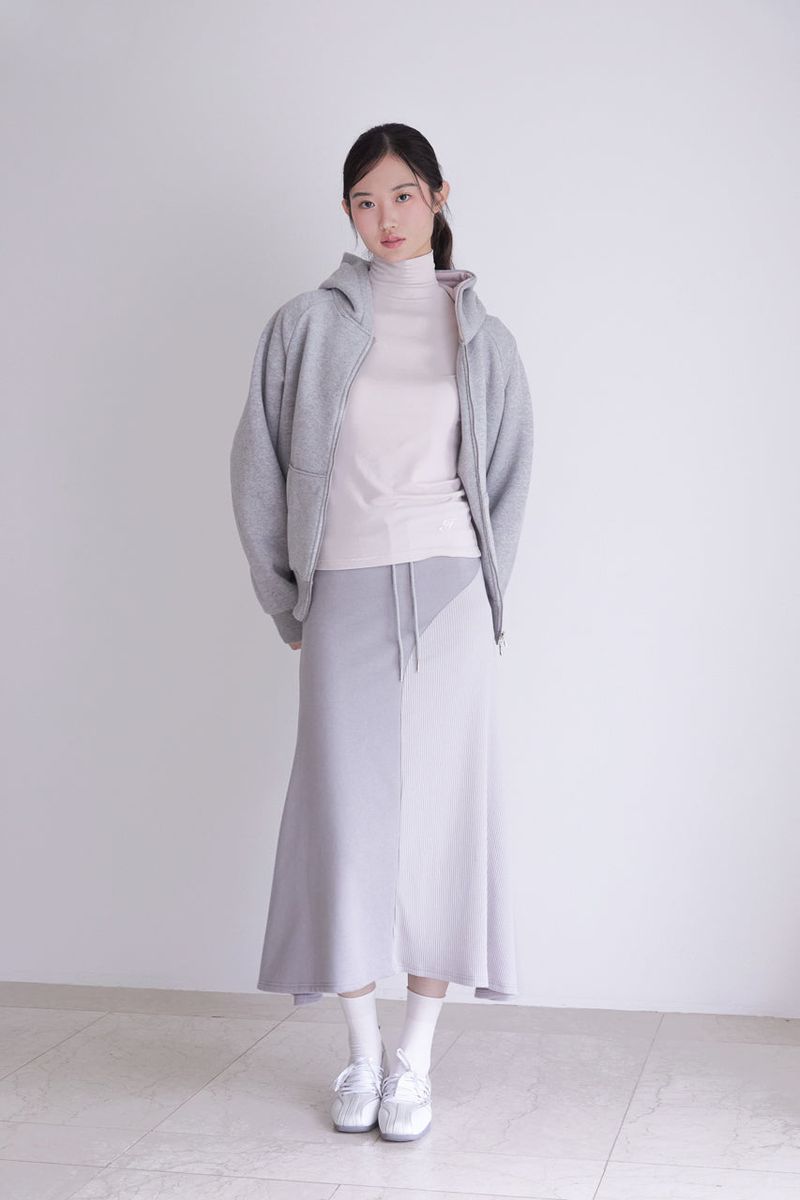 Raglan 2way Hood Zip-up (MELANGE GREY)