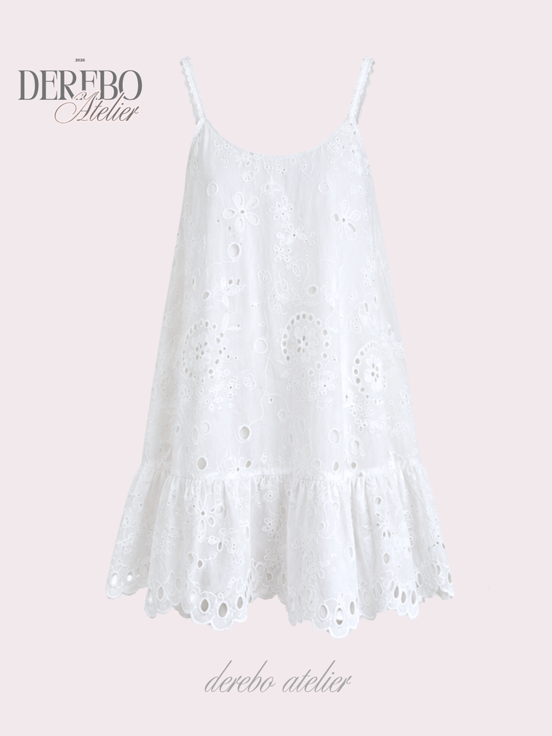 Punching Daisy White Sleeveless Dress 