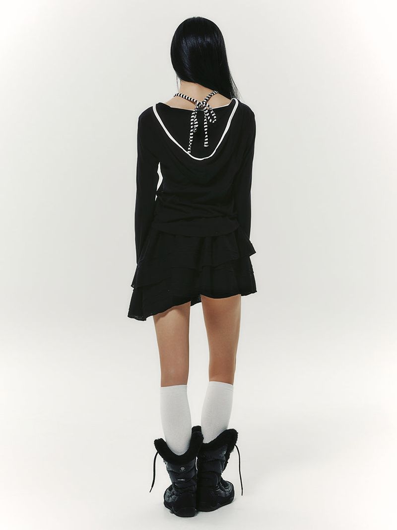 TWIST FRILL SKIRT BLACK