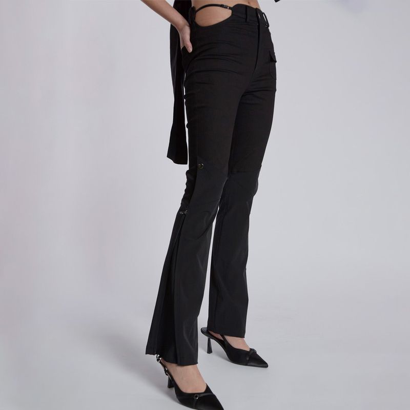 UNDERSTRAP KNEE DETAIL PANTS(BLACK)