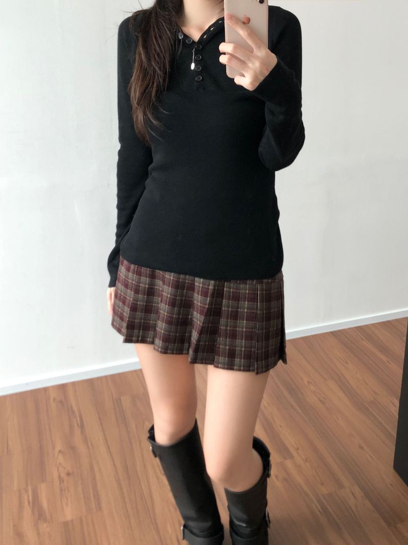 Fair Checkered Pleats Skirt (2 colors)