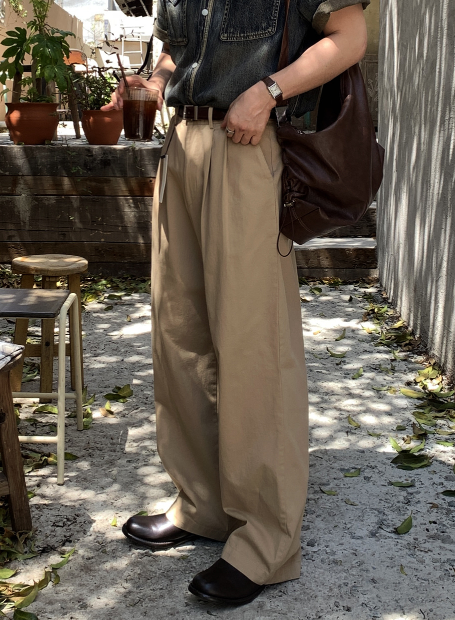 Look Mallet Classic Two-Tuck Cotton Wide Pants