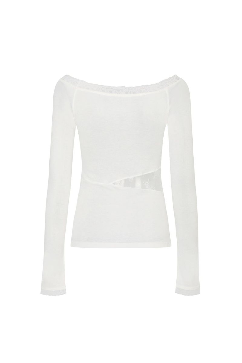 LACE BOATNECK TOP white