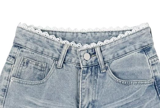 Naon Lace Washing Bootcut Denim Pants