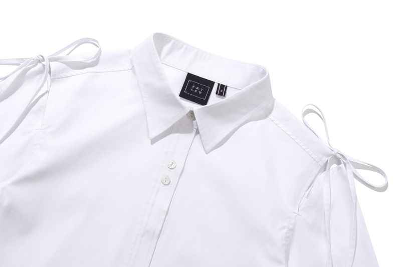 SHOULDER OPEN RIBBON SHIRT_WHITE