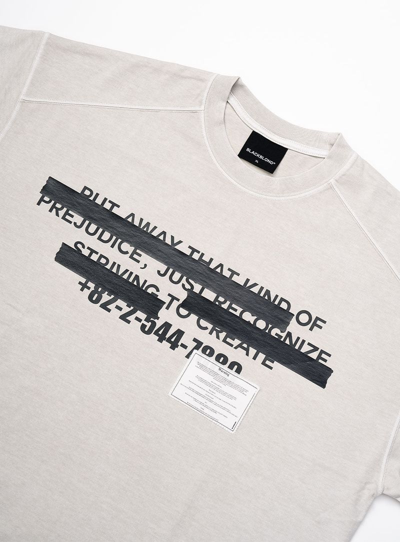 BBD ヒデンスローガンピグメントロングTシャツ（サンド）