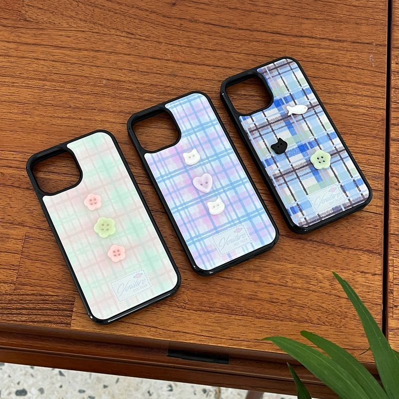 [MADE][Epoxy Bumper Case] Drawing Vintage Button Case ⋆ Pink