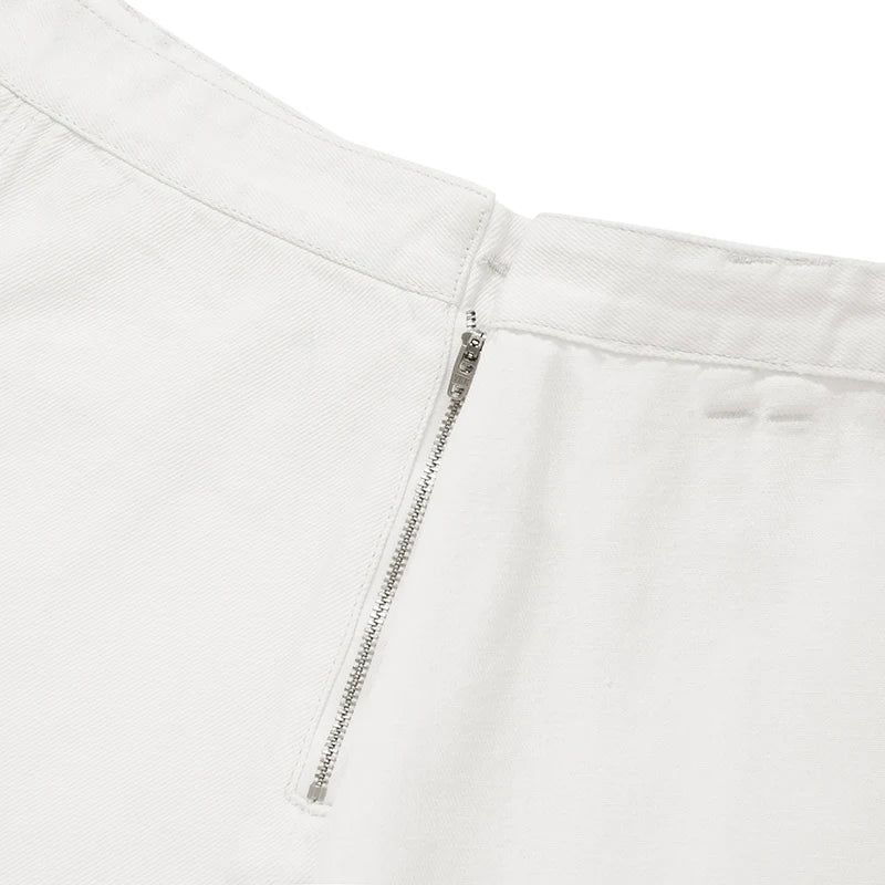 KIRSH PLAIN SEMI WIDE DENIM SKIRT PANTS - WHITE