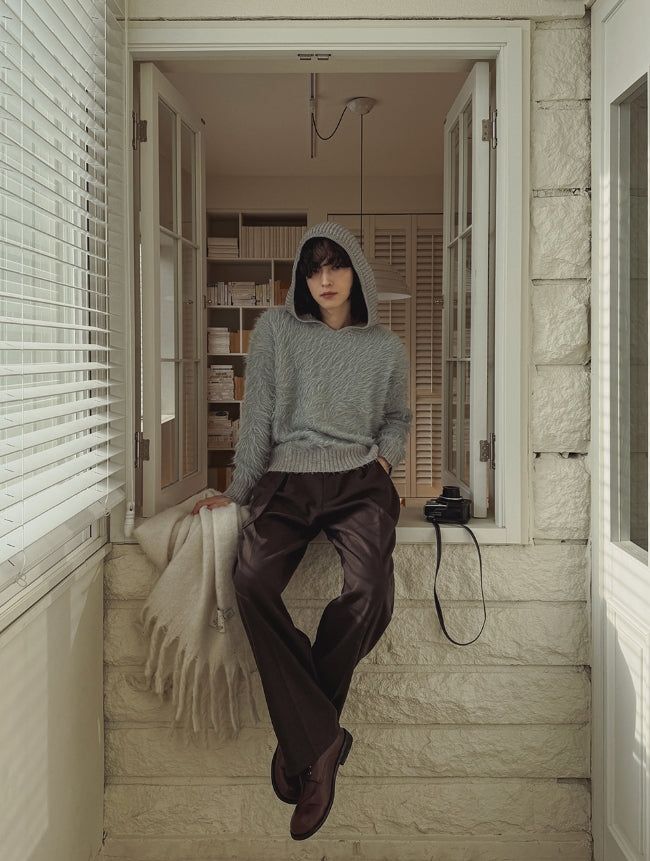 Andy Wool Belt Two Tuck Wide Slacks