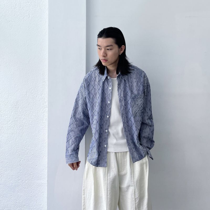 Ripple Texture Stripe Shirt