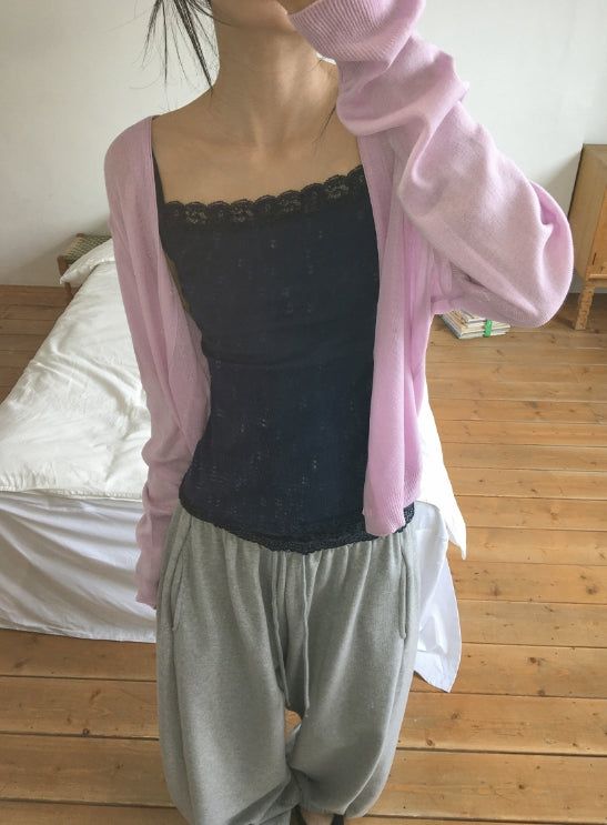 Enoch Summer See-Through Deep V-Neck Cardigan