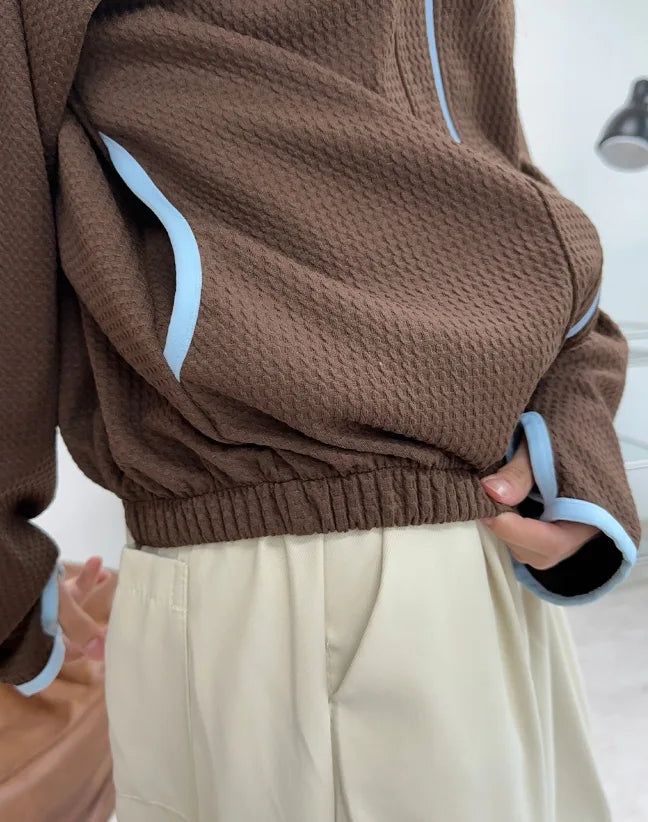 Eto Waffle Color Matching Hood Zip-Up