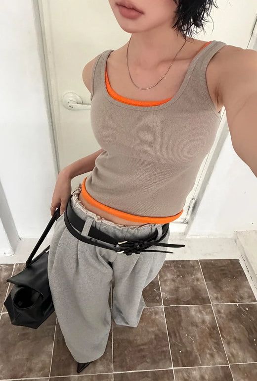 RAW-CUTTING RIVET SWEAT PANTS