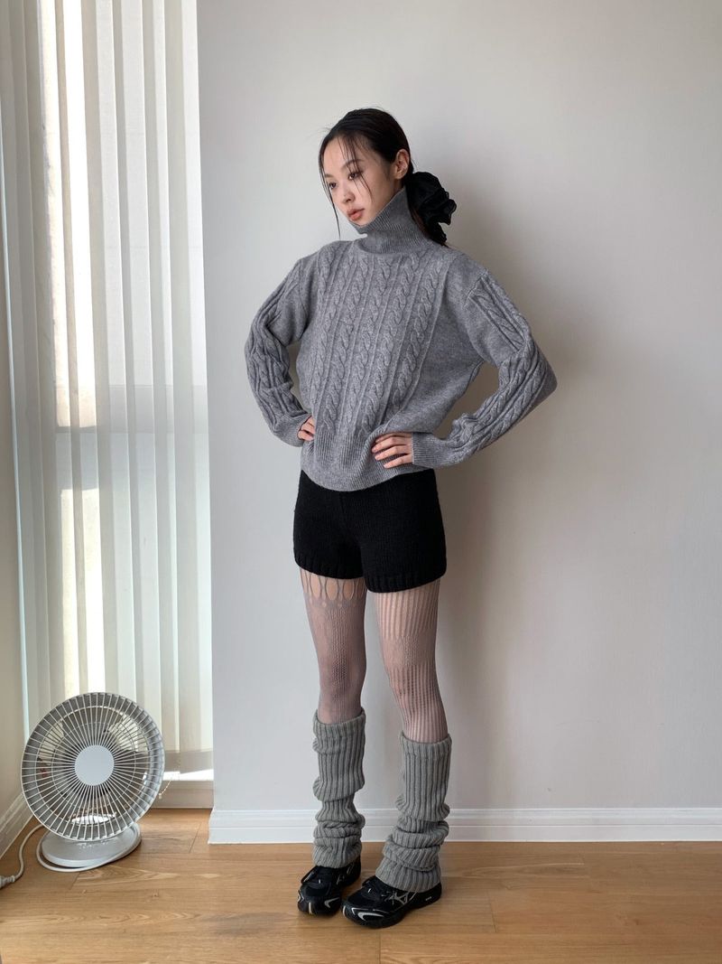 Jacquard Turtleneck Twisted Wool Knitwear