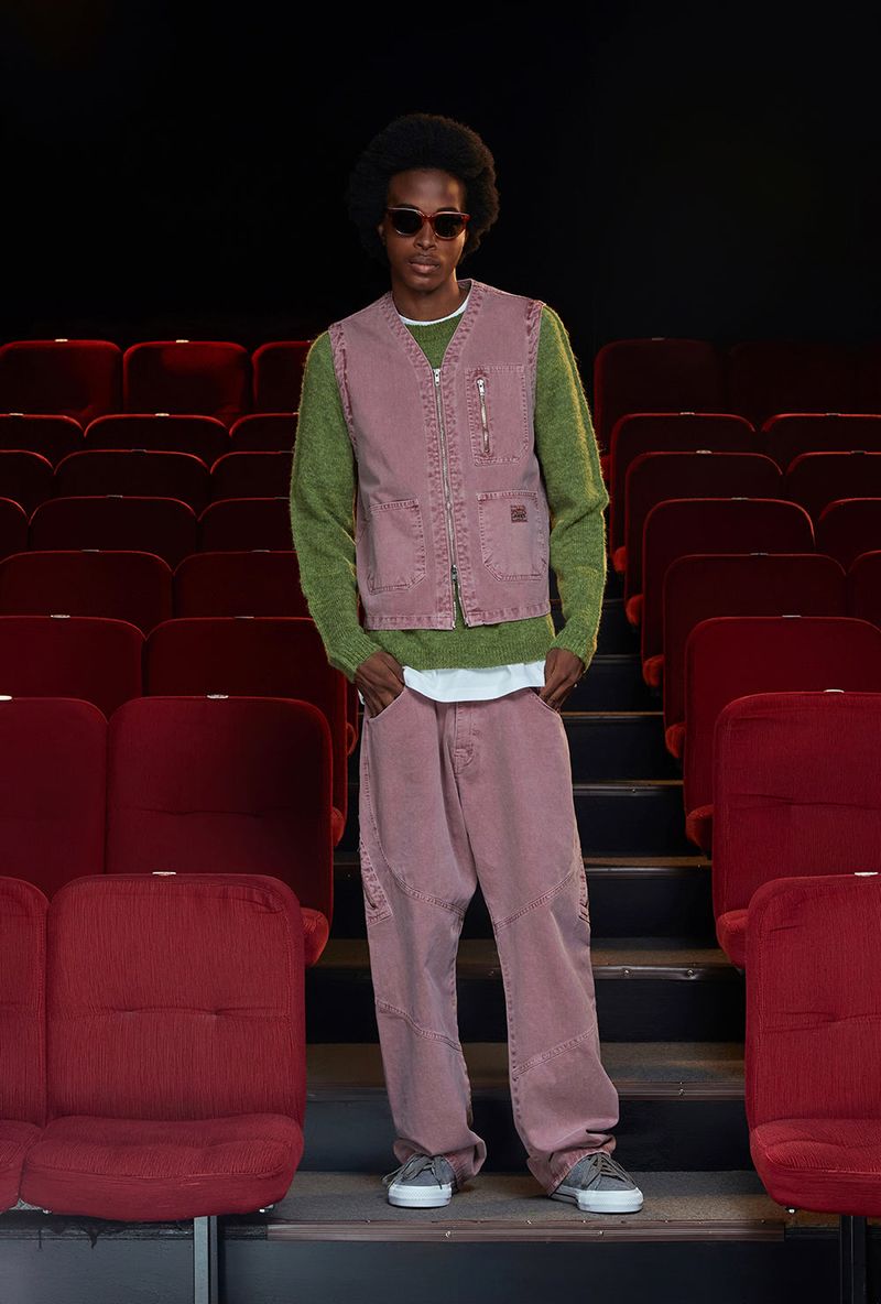 DYED ZIP CARGO PANTS / DARK PINK