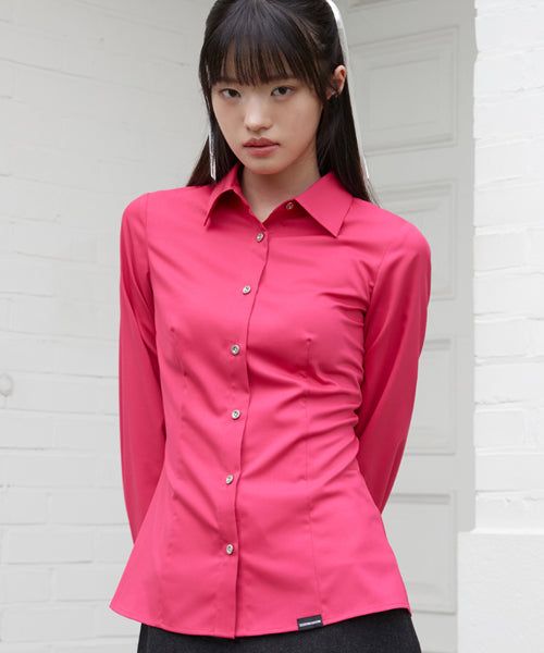 ZIZEMUSEUM（ジゼミュージアム）の「SLIM LINE CUFFS SHIRTS (PINK)（Tops）」
